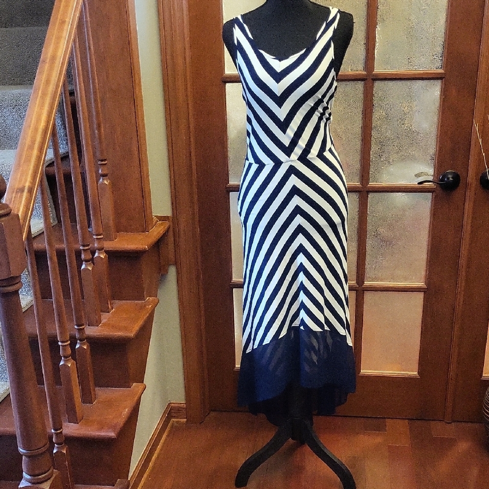 The Limited Black and White Chevron High Low Dress